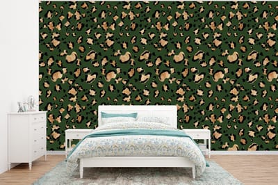 Behang - Fotobehang Panter - Goud - Patronen - Luxe - Breedte 320 cm x hoogte 240 cm