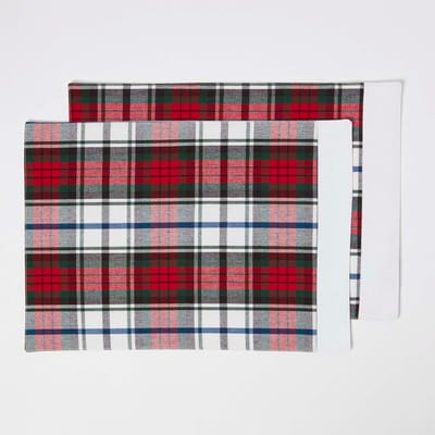 Homescapes Macduff placemat rood geruit in een set van 2 - 30 x 45 cm, 100% katoen