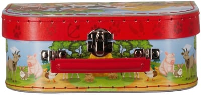 Kinderkoffertje - boerderij thema - 20 cm - karton - logeerkoffer / opbergkoffer - kraamcadeau