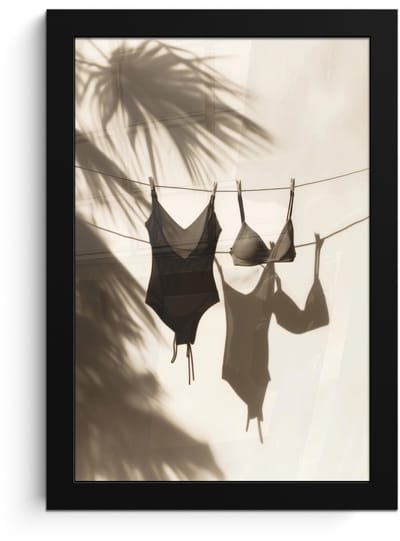 Poster in lijst - Fotolijst 20x30 cm - Posters - Badkleding - Palmbomen - Schaduw - Tropisch - Posterlijst zwart - Decoratie - Wanddecoratie woonkamer - Muurdecoratie slaapkamer