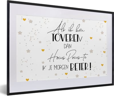 Fotolijst incl. Poster - Get well soon - Quotes - Sterren - Toveren - 60x40 cm - Posterlijst