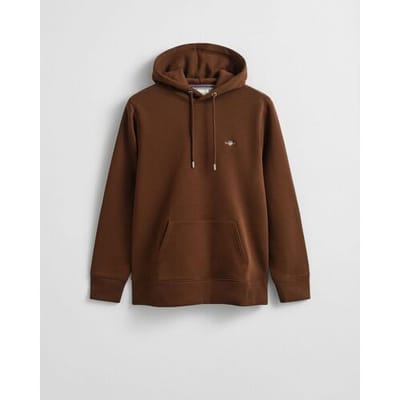 Gant Trui Shield Hoodie Subtle Logo Mahogany Brown / male