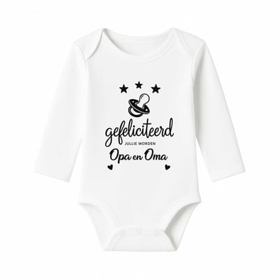 Romper Baby Aankondiging – Gefeliciteerd, jullie worden Opa en Oma – Wit – Lange mouw – Maat 62/68