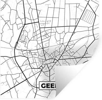 Muurstickers - Sticker Folie - Plattegrond – Geel – Zwart Wit – Stadskaart - Kaart - België - 100x100 cm - Plakfolie - Muurstickers Kinderkamer - Zelfklevend Behang XXL - Zelfklevend behangpapier - Stickerfolie