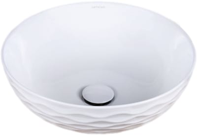Keramische waskom rond wit 42x42x14 cm opbouw Arya