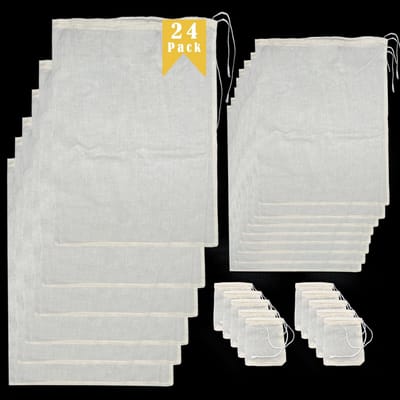 Dailygoods- Katoenen Tas - 24 Stuks - Trekkoord Tas - 30 x 40 cm - 20 x 25 cm - 8 x 10 cm - Duurzaam Materiaal - Tassen