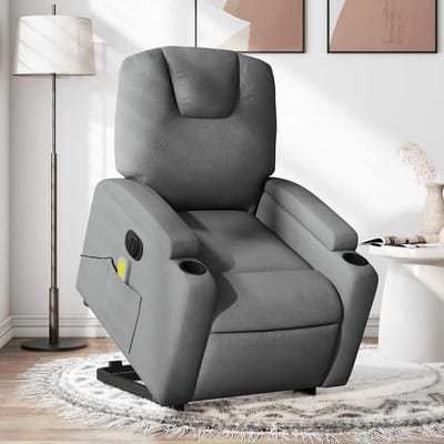vidaXL - Sta-op-massagestoel - elektrisch - verstelbaar - stof - donkergrijs