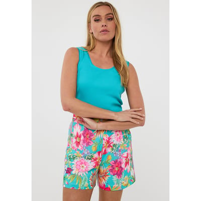 EsQualo Singlet Rib Satin Finish Lagoon Maat: S | Mouwloze Tops Outlet | Dames | Blauw