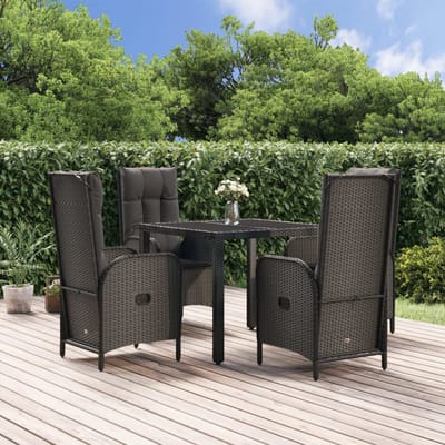 vidaXL - 5-delige - Tuinset - met - kussens - poly - rattan - zwart