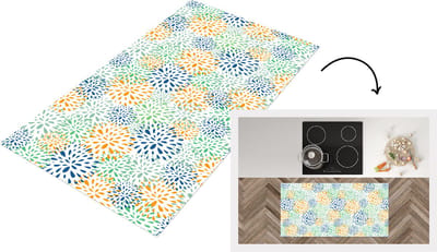 Keukenloper - Loper keuken - Vuurwerk - Bloemen - Regenboog - Patronen - 120x60 cm - Keukenloper vinyl