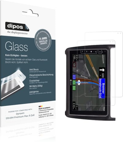 dipos – 2x Pantserfolie geschikt voor Dynavin D9-69H Premium Flex 9 Zoll | 9H Screenprotector