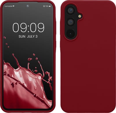 kwmobile telefoonhoesje geschikt voor Samsung Galaxy A55 5G - Hoesje met siliconen coating - Smartphone case in rabarber rood