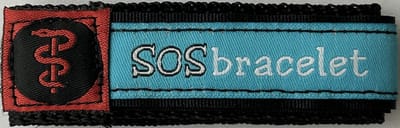 SOSbracelet medisch lichtblauw (Medium) SOS armband ( 9 tot 12 jaar)