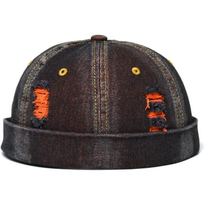 Mode Vintage Docker Cap Opgerolde Rand Verstelbare Randloze Skullcap Gewassen Katoen Casual Melon Cap Unisex gray