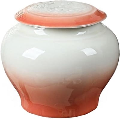 Keramische losse theeopslagcontainerpot met deksel Theepot Keukenvoedsel Verzegelde ingeblikte theepot Dubbele pot + geschenkdoos Koffiedikopslag (Color : A, Size : L)