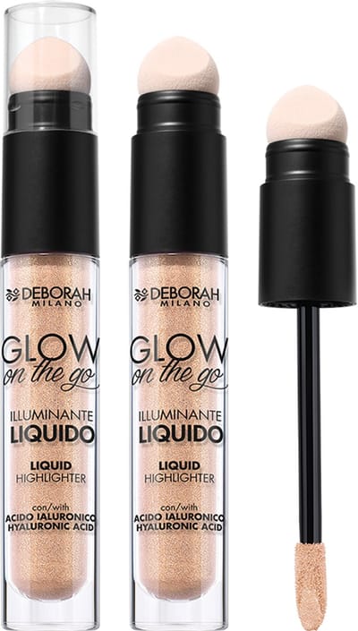 Deborah Milano Glow On The Go Liquid Highlighter – Vloeibare Highlighter met Natuurlijke Glow – Hydraterend met Hyaluronzuur – Lichtgewicht & Blendbaar – Sculpt & Illuminate Effect – Met Dual Applicator – Voor Stralende, Frisse en Gehydrateerde Huid