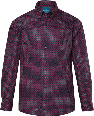 Boston Park - Heren - Overhemd lange mouw minimalistisch motief buttondown-kraag - Navy blauw - Maat 3XL