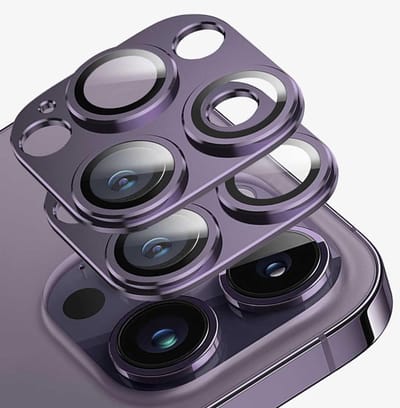 Camera Lens Bescherming voor iPhone 14 Pro Max en Pro - 2 Stuks, Ultra Dun, Krasbestendig, Sterke Hechting, Sapphire Glas en Aluminium Legering (Paars)