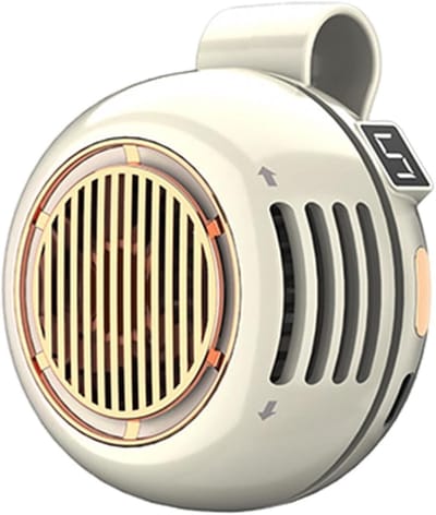 Ventilator - Mini clipventilator - Draagbaar - Werkt op batterijen - Bureaukoeler - Met digitaal display, een onmisbare gadget voor de zomer thuis en op kantoor, wit.
