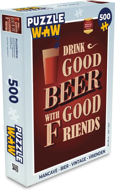 Puzzel Mancave - Bier - Vintage - Vrienden - Legpuzzel - Puzzel 500 stukjes