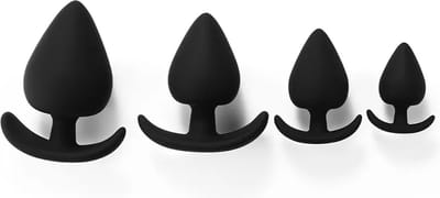 Kiotos - Siliconen Anker Buttplug Set - 4 Stuks - Zwart