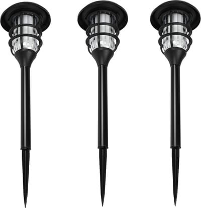 Benson Set van 3 tuinlampen - solar LED - vlameffect - ø 12 cm x 43 cm