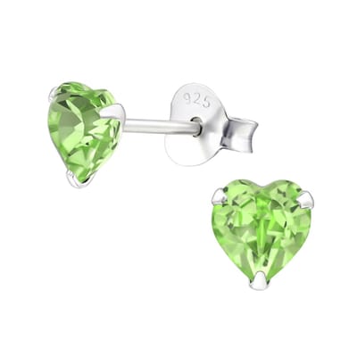 Aramat Jewels | Oorbellen | Zilveren Kristal Hartjes Oorbellen Peridot Groen | | | |5mm | Zilver | Volwassenen, Kinderen | Verkleurd niet