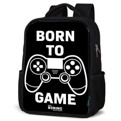 NoBoringSuitcases.com® - Rugzak zwart - Schooltas jongen & meisje - Qoute met controller in zwart wit - Rugtas voor school - Boekentas kind - Schoolrugzak - Kinderrugzak
