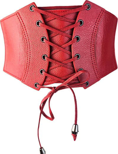BamBella ® - Riem Maat Onesize - Rood veter sluiting Mode Body Gothic Goth taille riem zwart met korset belt
