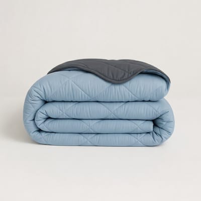 Y-NOT - Dekbed Zonder Overtrek 140x220 - All Season - Zacht & Wasbaar - Light Blue/Dark Grey