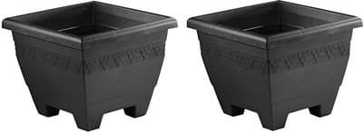Hega Hogar Plantenbak - 2x - antraciet - vierkant - 30 cm - bloempot