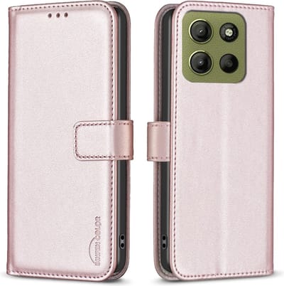 BINFEN Hoesje - Geschikt voor Motorola Moto G15 / G17 (Power) Hoesje - BINFEN Color Book Case - Rose Gold