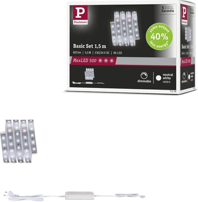 ' Paulmann 71238 MaxLED 500 LED-strip neutraal wit basisset 1,5 m 5,5 W 550 lm/m 64 LED's/m 4000K 20 VA'