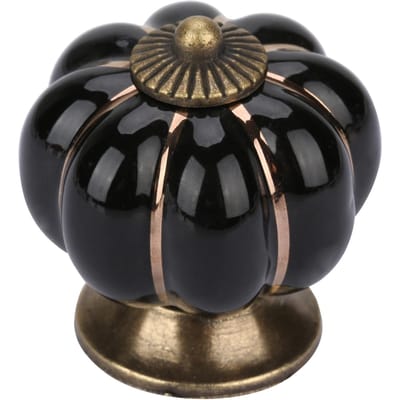 Boutons Citrouille en Céramique Poignée Style Européen Tirage pour Pièce Armoire Tiroir Meuble (Noir) noir