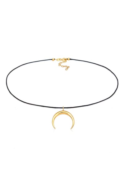 Elli - Halsketting - Dames Choker Halvemaan Hanger Nylon in 925 sterling zilver - Dames