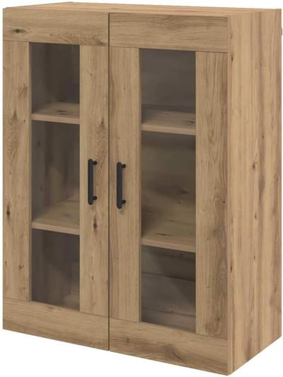 Wandkast Met Glazen Deuren - Buffetkast Opbergkast - Woonkamer Inrichting - Massief Hout Constructie