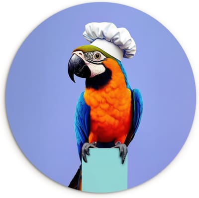 WallCircle® Wandcirkel 30x30 cm - Muurcirkel Papegaai - Koksmuts - Vogel - Leuk - Muurdecoratie woonkamer - Wanddecoratie keuken - Kamer decoratie accessoires - Ronde schilderijen