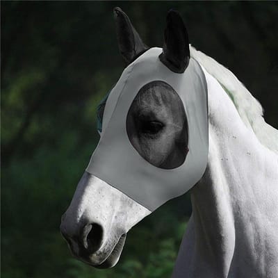1 stuks paardenmasker muggenvlieg ademend stretch bestendig elastisch ruitersportbenodigdheden ruitersportuitrusting grijs