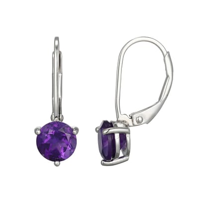 Cavill - Zilveren oorbellen - 925 Sterling Zilver Gerhodineerd - Ronde Zambia Amethist 1,17 ct - Elegante Paarse Edelsteen Oorbellen Dames