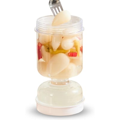Bocal Sablier à Cornichons et Olives avec Passoire à Bascule pour Séparateur de Jus de Cornichons d'Aliments Humides et Secs blanc