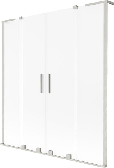 Mexen Velar L Duo badwand 2-delig schuifbaar 140 x 150 cm, ijs, geborsteld nikkel - 896-140-003-32-97