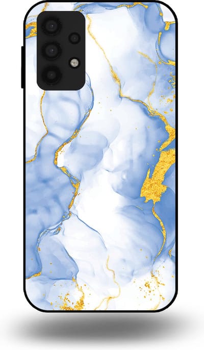 Smartphonica Telefoonhoesje Geschikt voor Samsung Galaxy A32 5G met Lichtblauw Goud Marmer Opdruk - TPU Backcover Case Lightblue Gold Marble Design geschikt voor Samsung Galaxy A32 5G