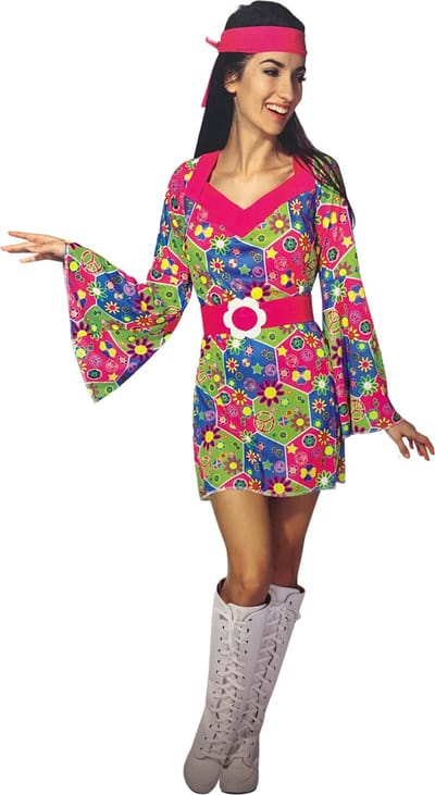 Hippie jurkje - 3-delig - Maat 36/38 (S) - hippie kostuum dames carnaval 2027