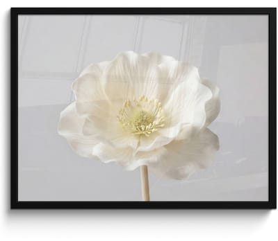 Poster in lijst - Fotolijst 80x60 cm - Posters - Bloem - Minimalistisch -Wit - Posterlijst zwart - Decoratie - Wanddecoratie woonkamer - Muurdecoratie slaapkamer