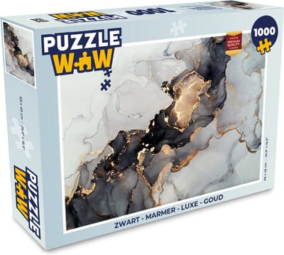 Puzzel Zwart - Marmer print - Luxe - Goud - Legpuzzel - Puzzel 1000 stukjes volwassenen