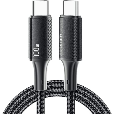Essager 100W Gewoven USB-C naar USB-C Super Speed Cable Zwart 3m