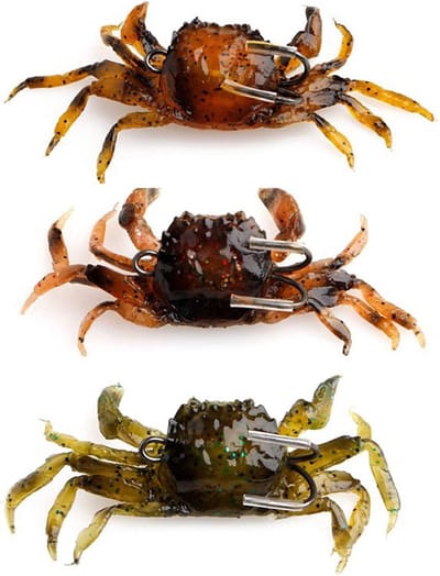 Krab Lokken - Gesimuleerd Aas - Vissen Vangen - Realistisch Ontwerp - 3 Stuks - Bruin Groen Geel
