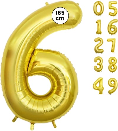 Fienosa Cijfer Ballonnen nummer 6 - Goud - 165 cm - Helium Ballon - Verjaardag ballon - Verjaardag versiering - Leeftijd verjaardag - Verjaardagsballon - Verjaardag