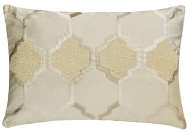 Moderne decoratieve lendenkussenhoes 30 x 65 cm - Geometrisch Jacquard kussen met geborduurde details