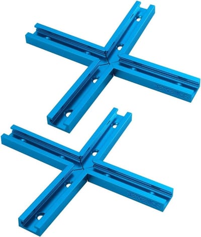 T-Track Kruising Kit - Verbindingsstukken - Houtbewerking Mallen - Geanodiseerd Aluminium - 3 Inch Spoor - Zilver